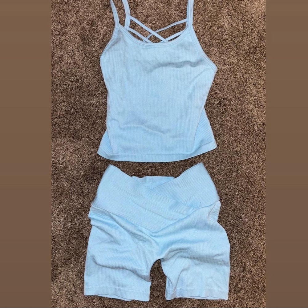 baby blue workout set